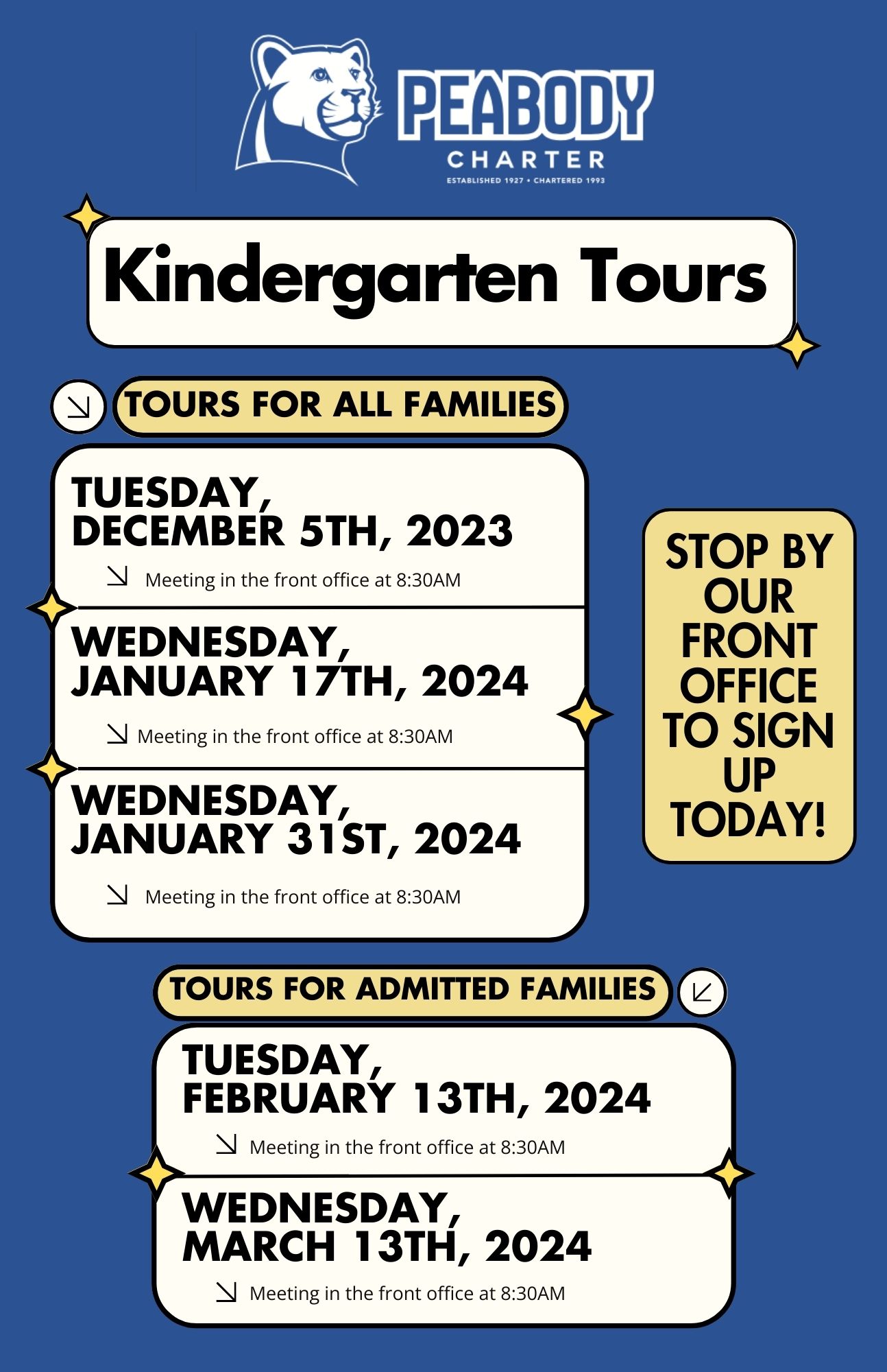 Kindergarten tours for all families, contact our office for details and to sign up