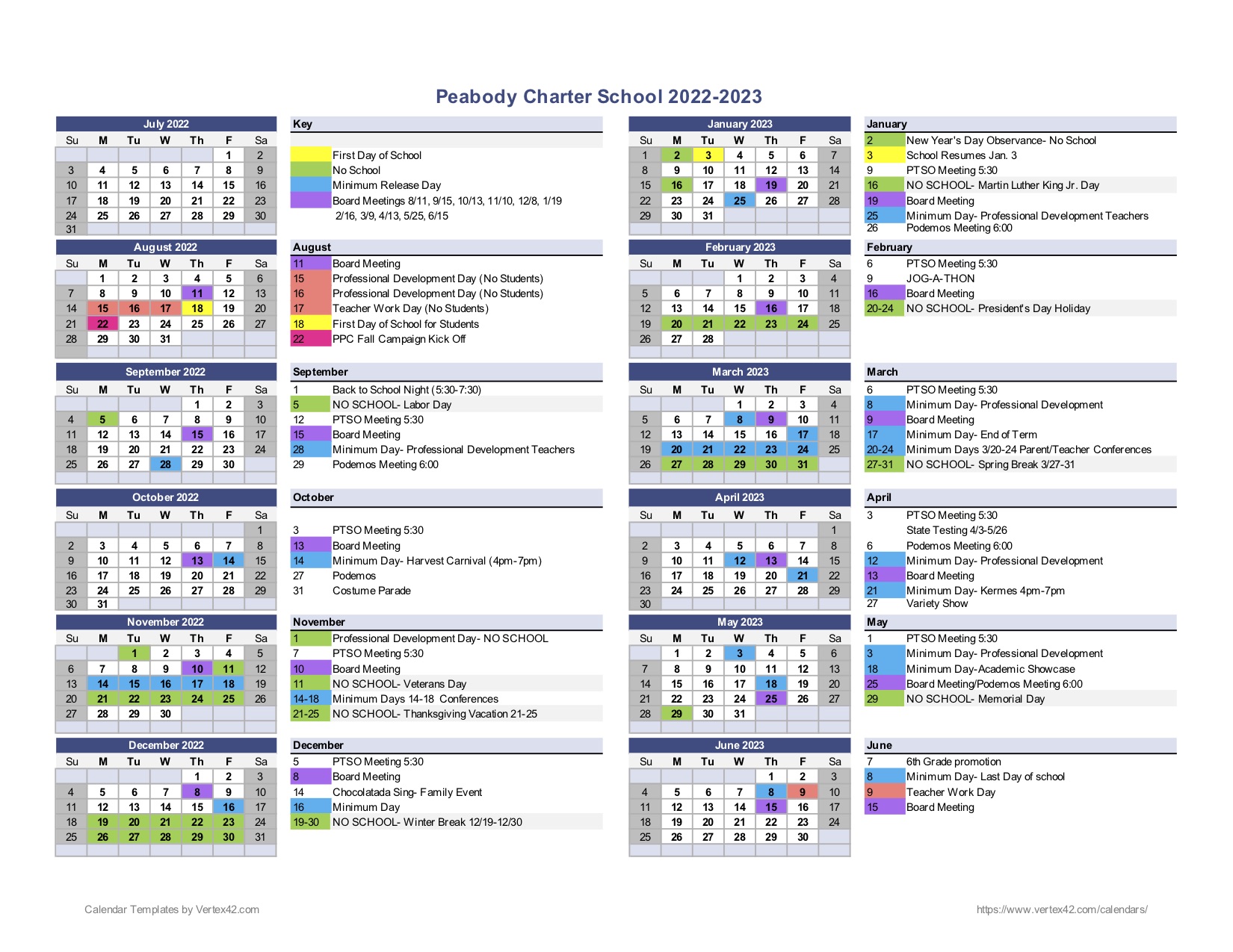 Peabody Calendar 22-23