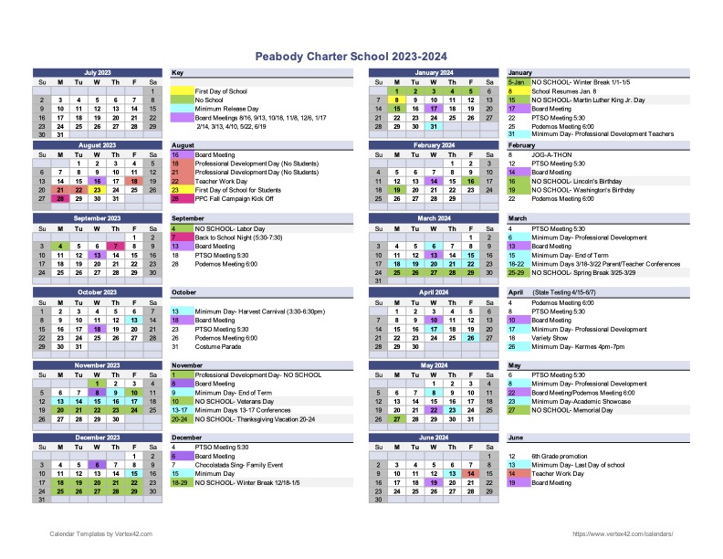Peabody Calendar 