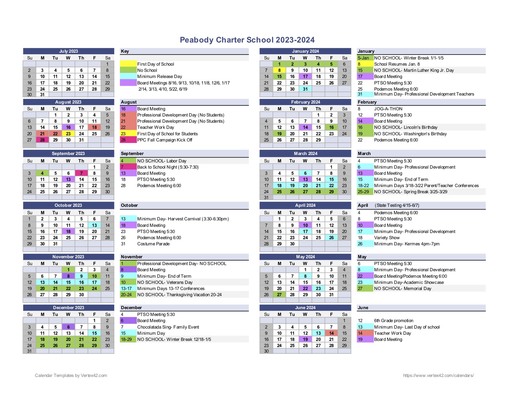 Peabody 2023-2024 Calendar